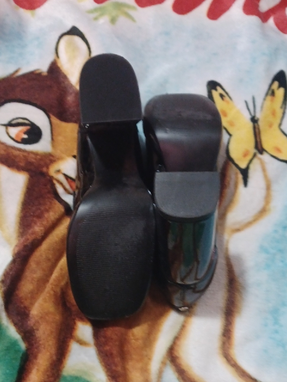 Nine West Shiny Black Patent Block Heel Loafers - Picture 4 of 4